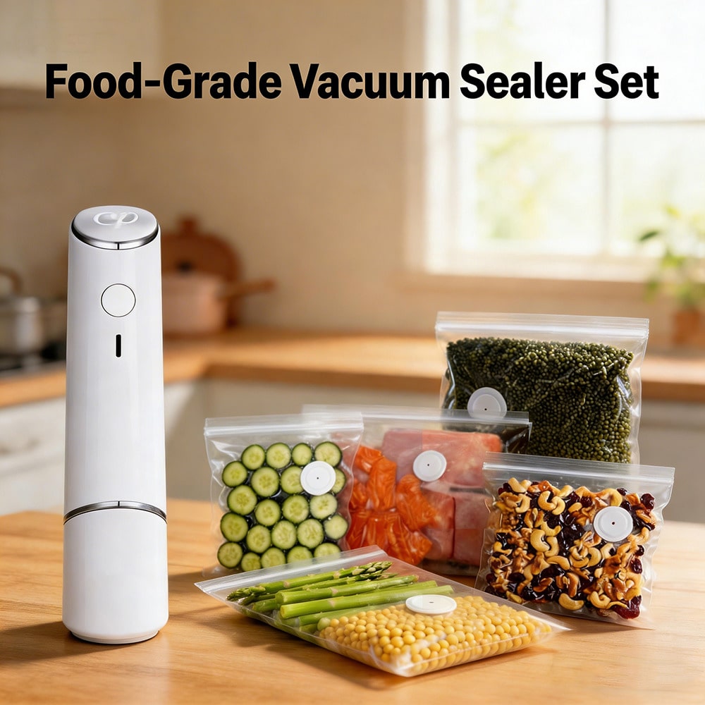 Food Storage Machine - 30pcs Reusable Vacuum Bags+1 Compact Vacuum