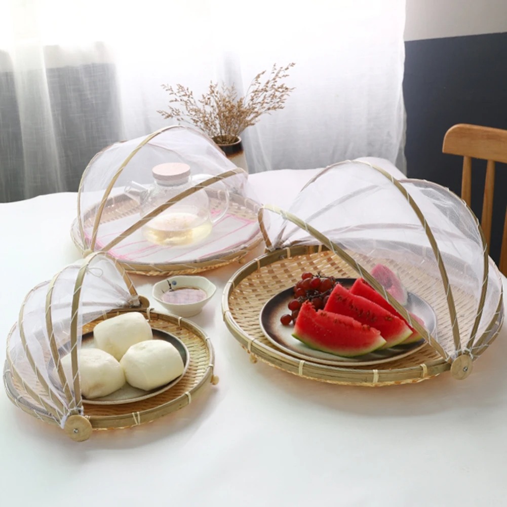 Food Storage Net - Bamboo Woven Basket Anti-Mosquito Net Fruit