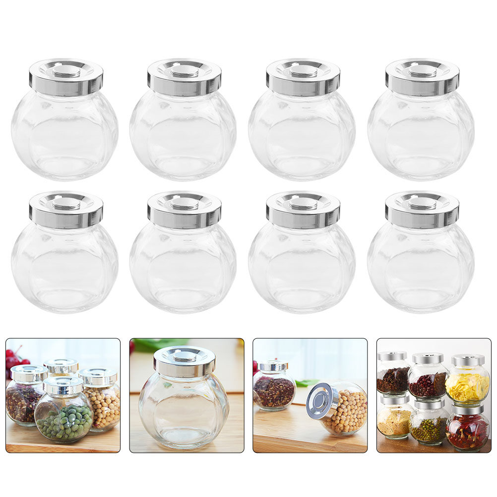 Food Storage Glass Jar - 8Pcs Lightweight Portable Glass Storage Jars