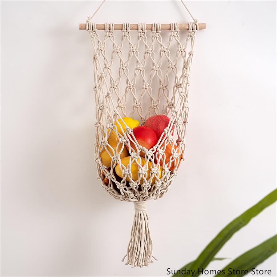 Macrame  Fruit  Storage Basket - огляд і ціна Food Storage In Cabinets