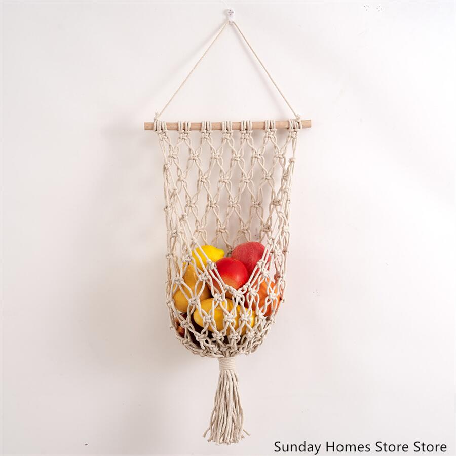 Macrame  Fruit  Storage Basket - огляд і ціна Food Storage In Cabinets