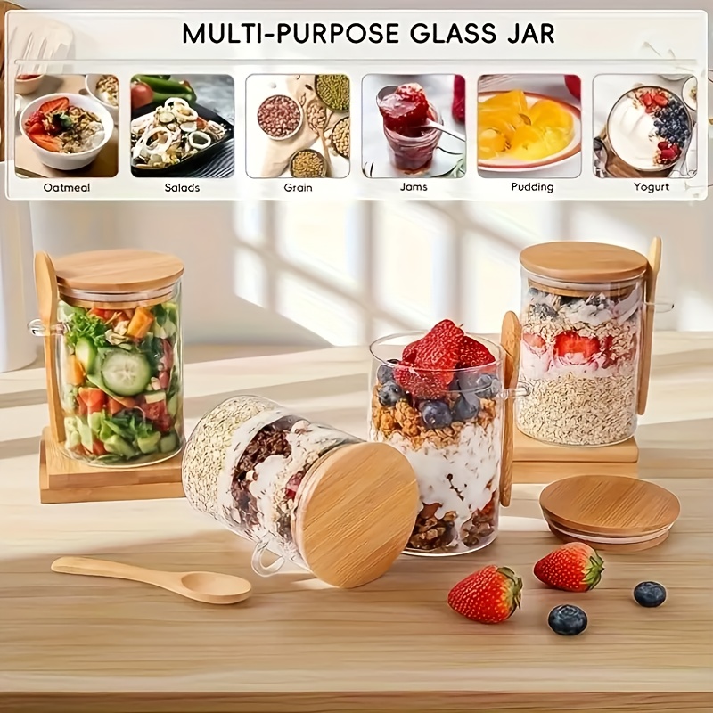 1/2/4/8Pcs Oatmeal Glass Cup S - огляд і ціна Food Storage Glass Jar