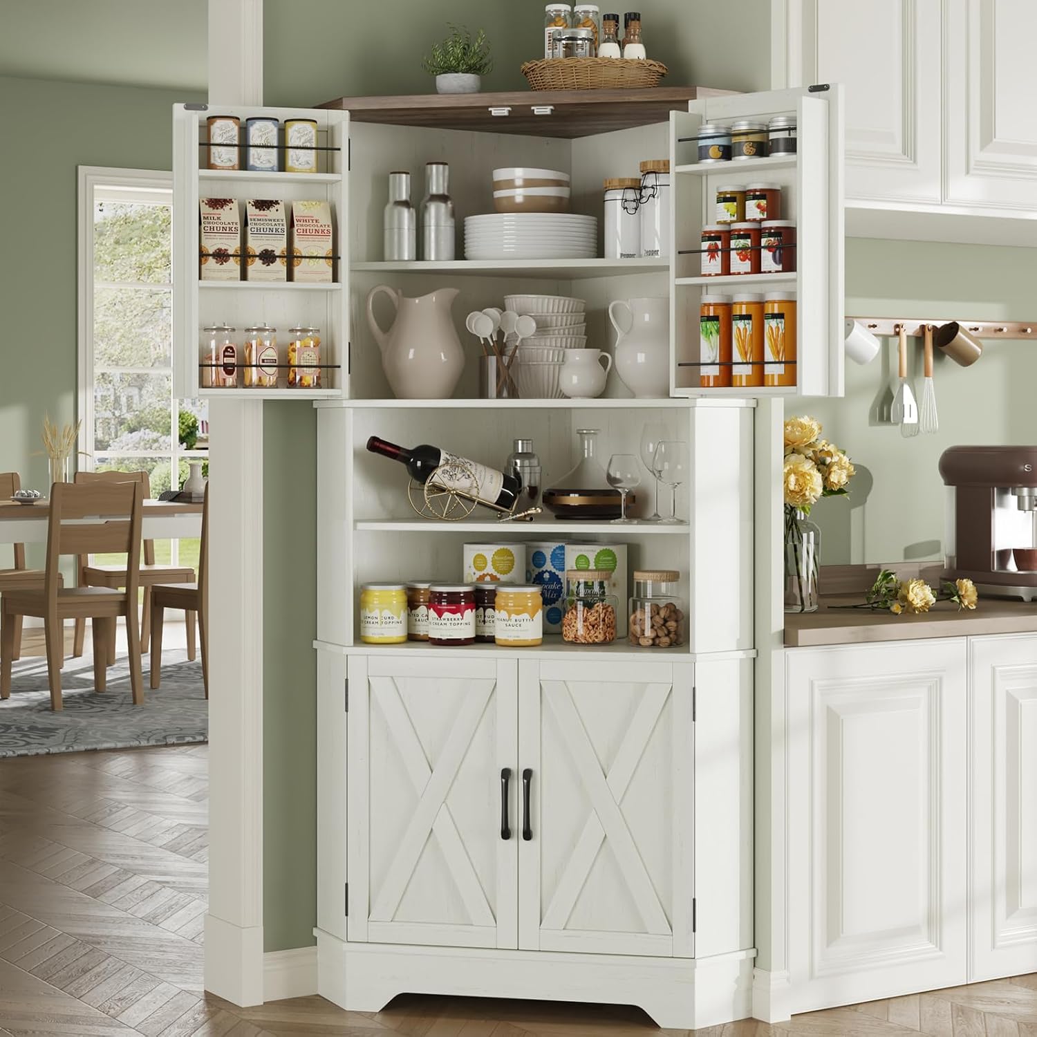 #￥Corner Cabinet, 67''H Kitche - огляд і ціна Food Storage In Cabinets