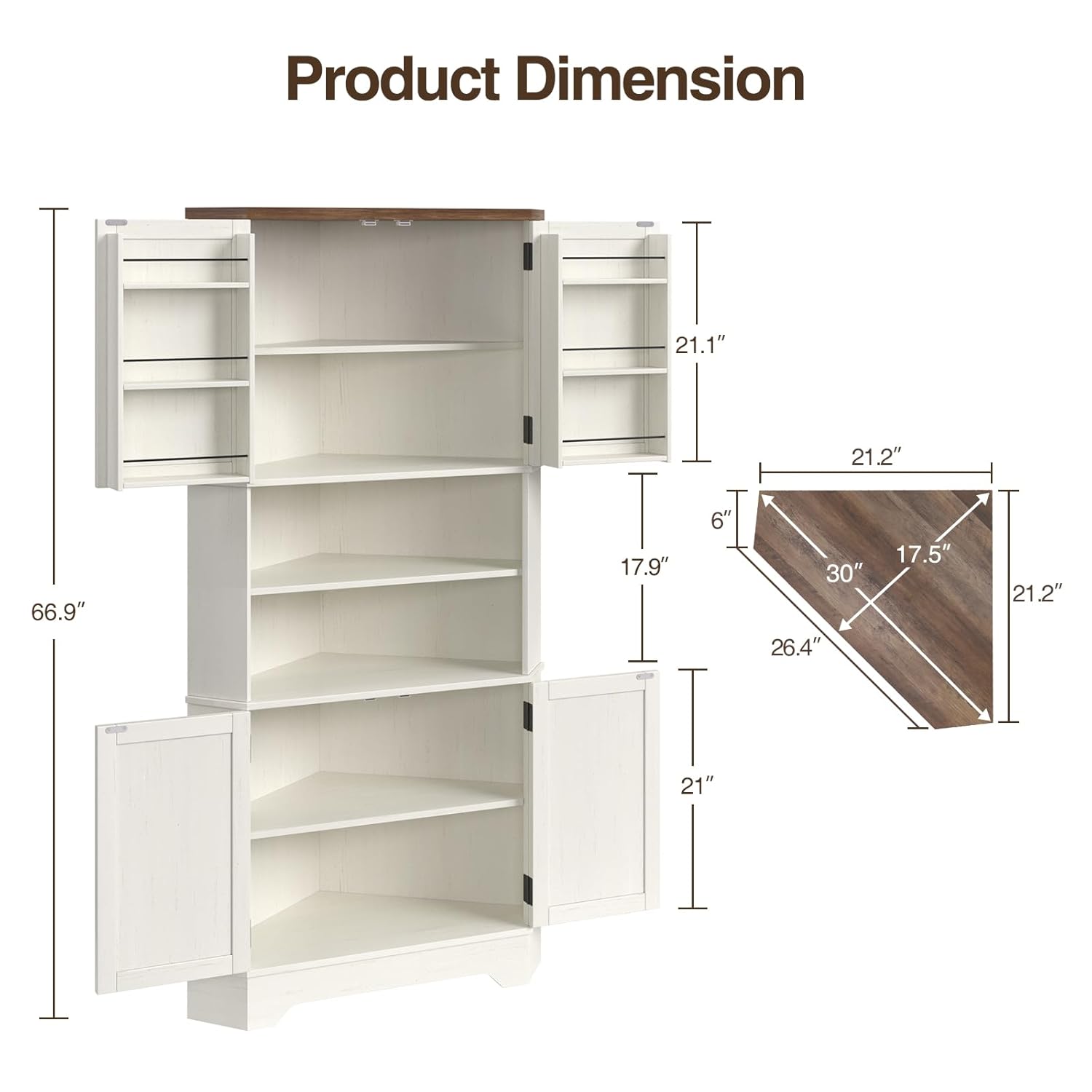 #￥Corner Cabinet, 67''H Kitche - огляд і ціна Food Storage In Cabinets