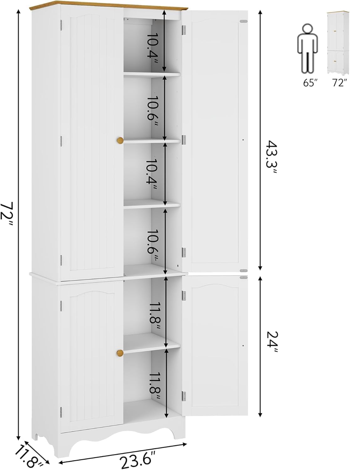 72 Inch Tall Kitchen Pantry St - огляд і ціна Food Storage In Cabinets