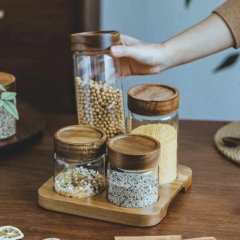 Wood Lid Orgnizer Glass Airtig - огляд і ціна Food Storage Glass Jar