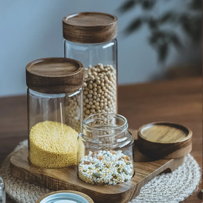 Wood Lid Orgnizer Glass Airtig - огляд і ціна Food Storage Glass Jar